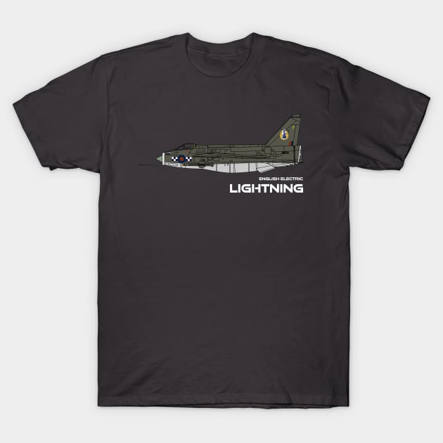 English Electric Lightning (19 Sqd RAF) T-Shirt by BearCaveDesigns